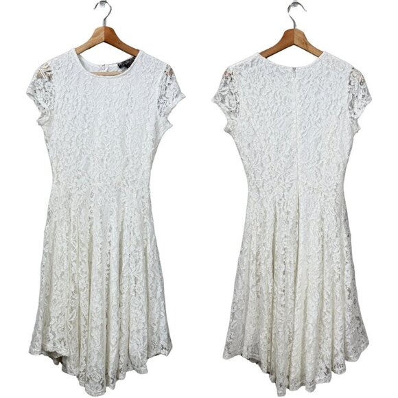 J. Gee Dresses & Skirts - J. Gee Drop Waist Lace Mini Dress Womens Small White Bridal Bride to Be Cocktail